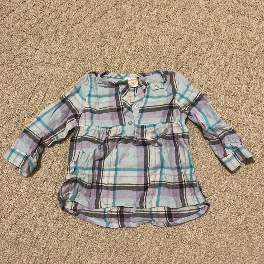 Jumping Beans Plaid Button Down Shirt - Blue and Purple